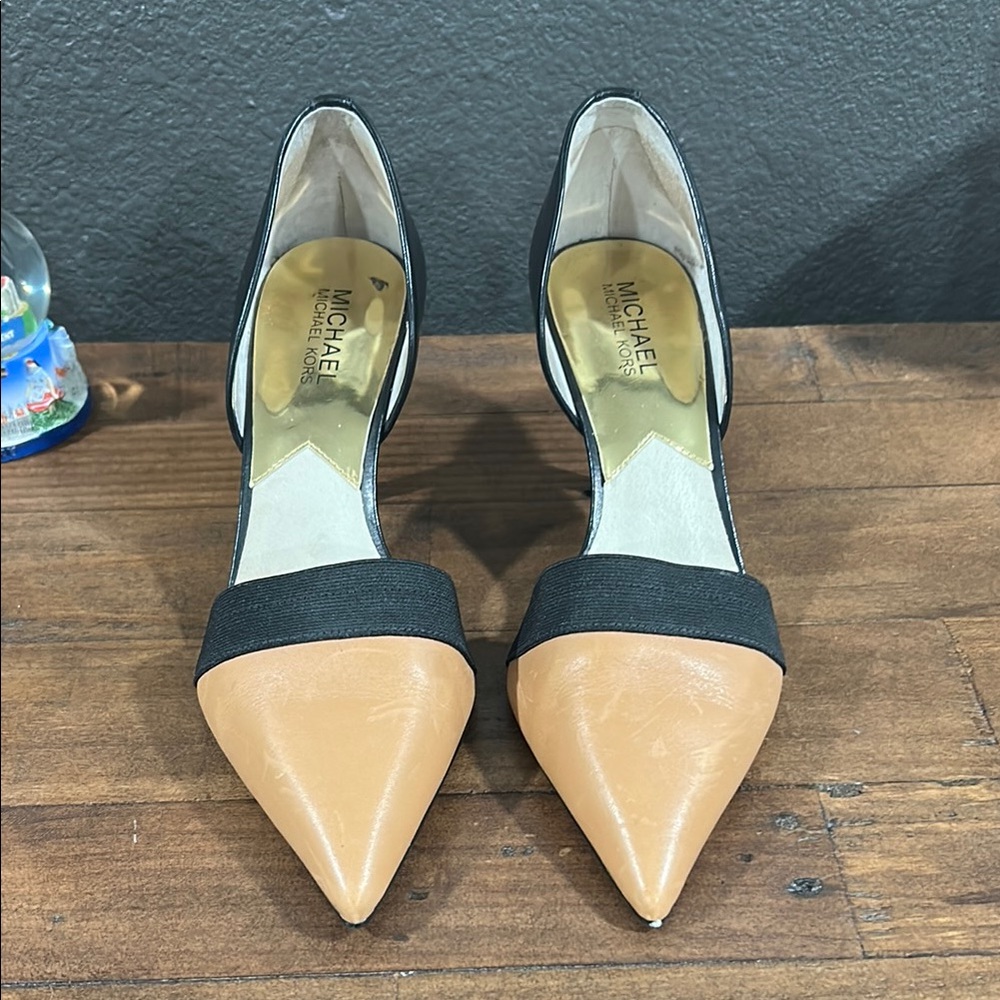 Michael Kors Tan and Black Stiletto Heels